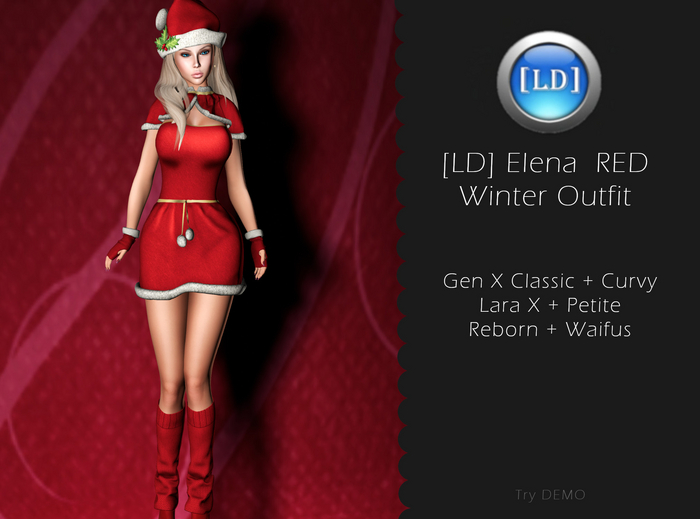Second Life Marketplace [LD] Elena RED Winter Outfit